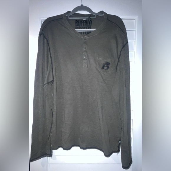 Xxl David Bitton muted green long sleeve shirt outer stitches - Picture 1 of 2